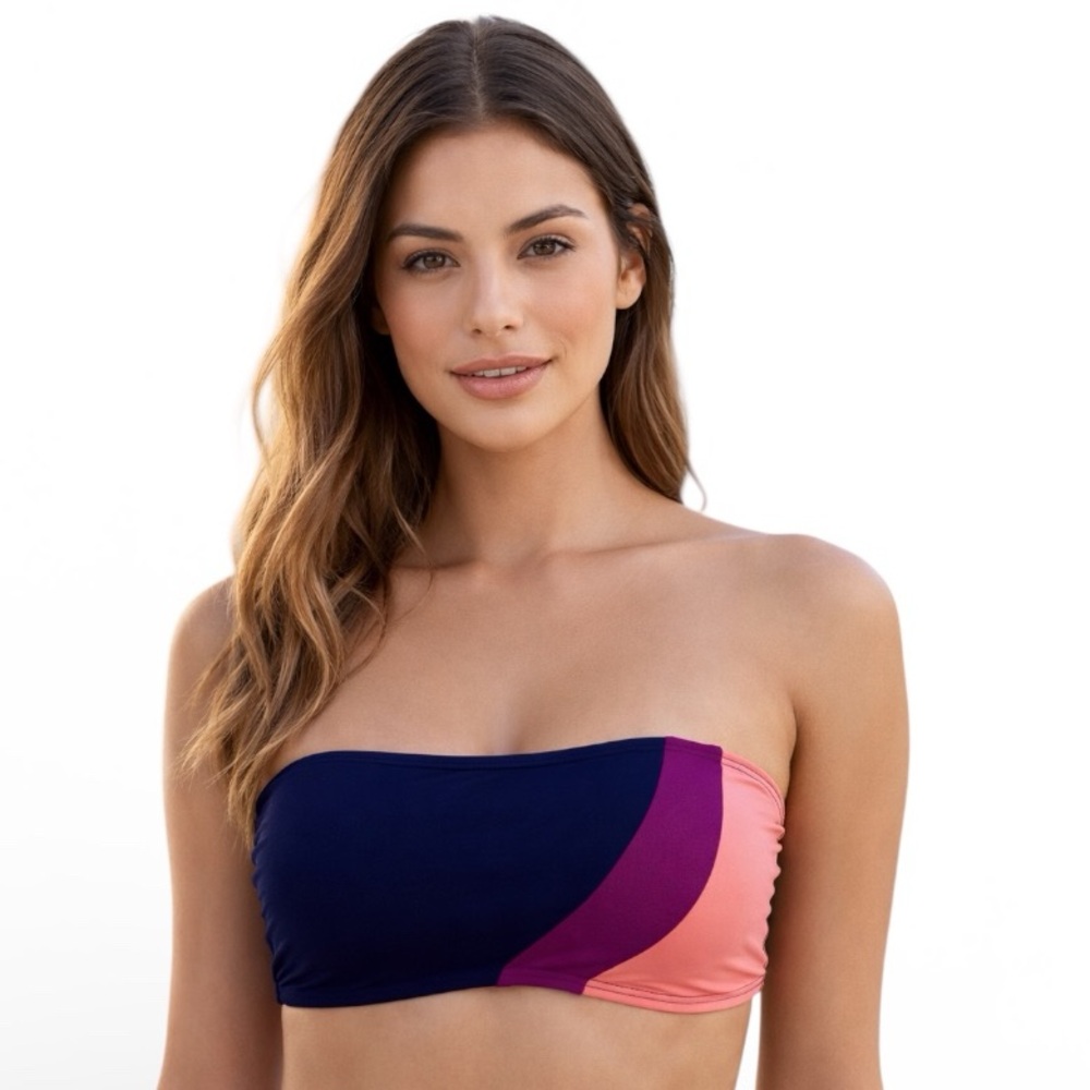 Flagpole NYC Colorblock Maya Bandeau Bikini Swim Top Sz Small NEW!